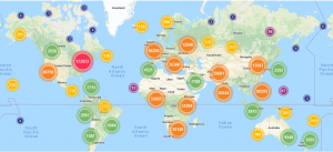 World map with photo bubbles