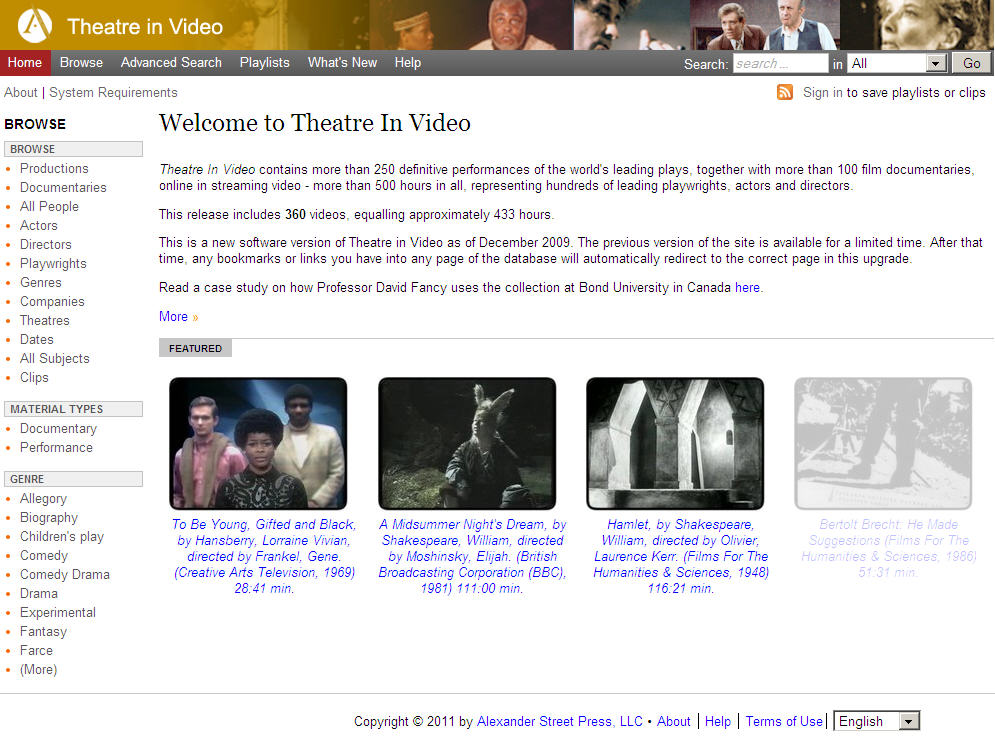 Theatre In Video Database