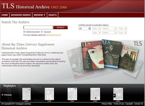 New Resource: Times Literary Supplement Historical Archive