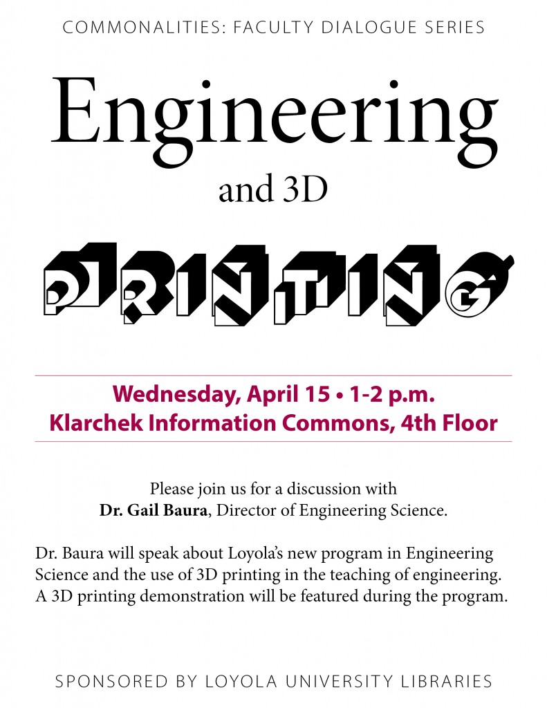 Commonalities - Engineering 3D Printing flyer