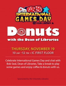 Donuts & Games with the Dean Nov 2015 flyer