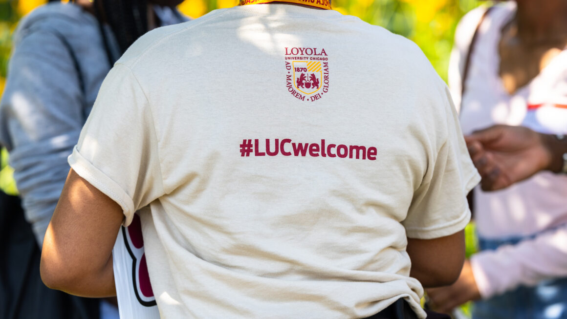 Loyola University Chicago Welcome Week T-shirt Photo by Lukas Keapproth