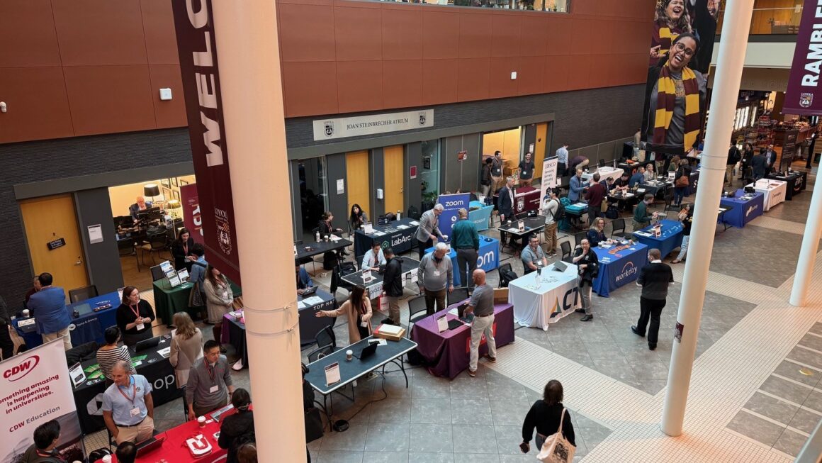 Aerial view of 2025 Information & Technology Showcase, Damen Student Center