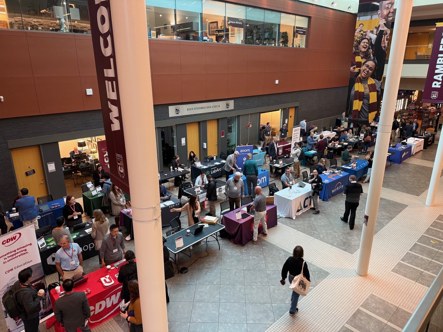 Aerial view of 2025 Information & Technology Showcase, Damen Student Center